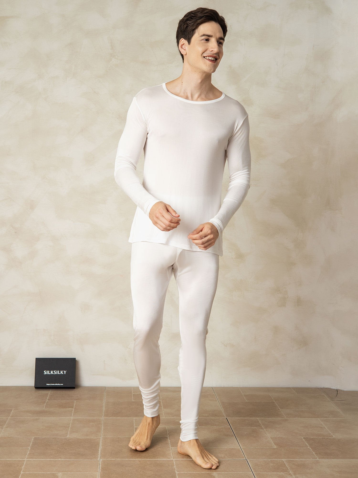 [Bianco] SilkSilky-IT Seta Mens Pajamas 002