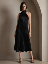 [Nero] SilkSilky-IT Sleeveless Halter Vestiti da donna 004