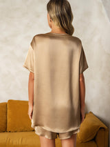 [Champagne] SilkSilky-IT Short Sleeve Round Neck Pigiami da donna 002