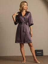 [Grigio Porpora] SilkSilky-IT Half Sleeve Vestaglia da donna 004