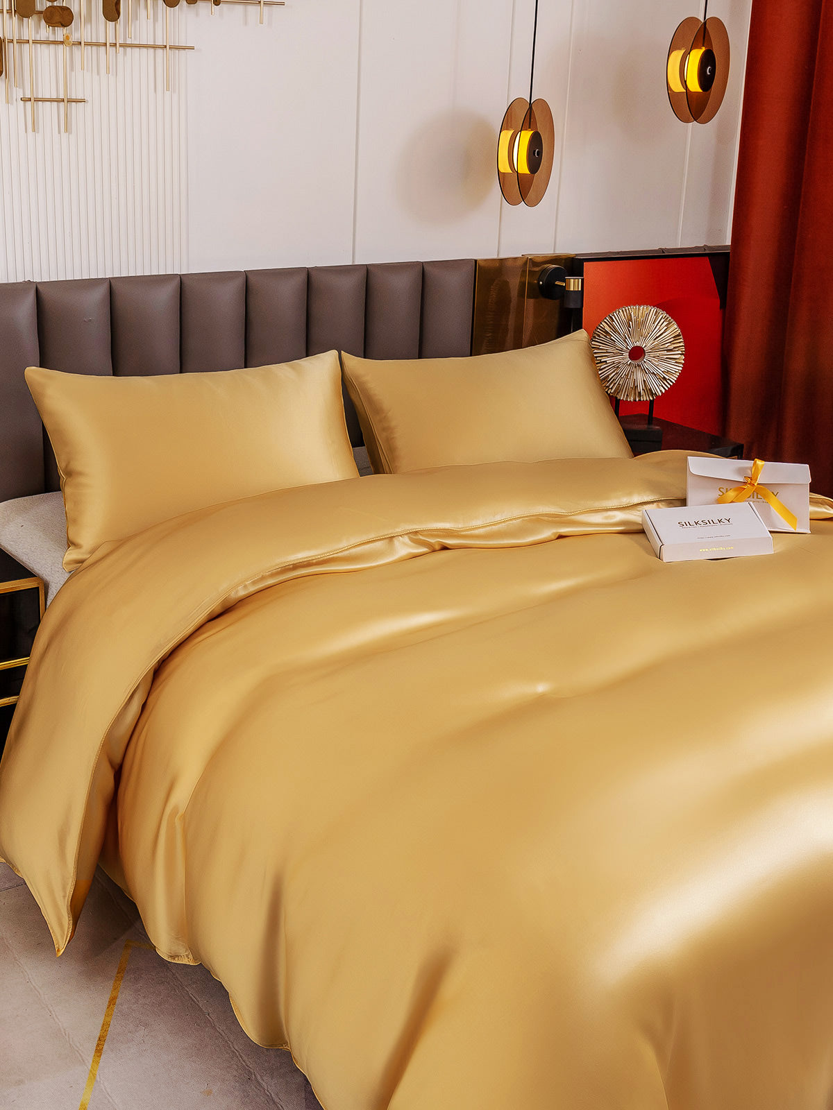 [Champagne] SilkSilky-IT 19Momme Seta pura Bedding Set 003