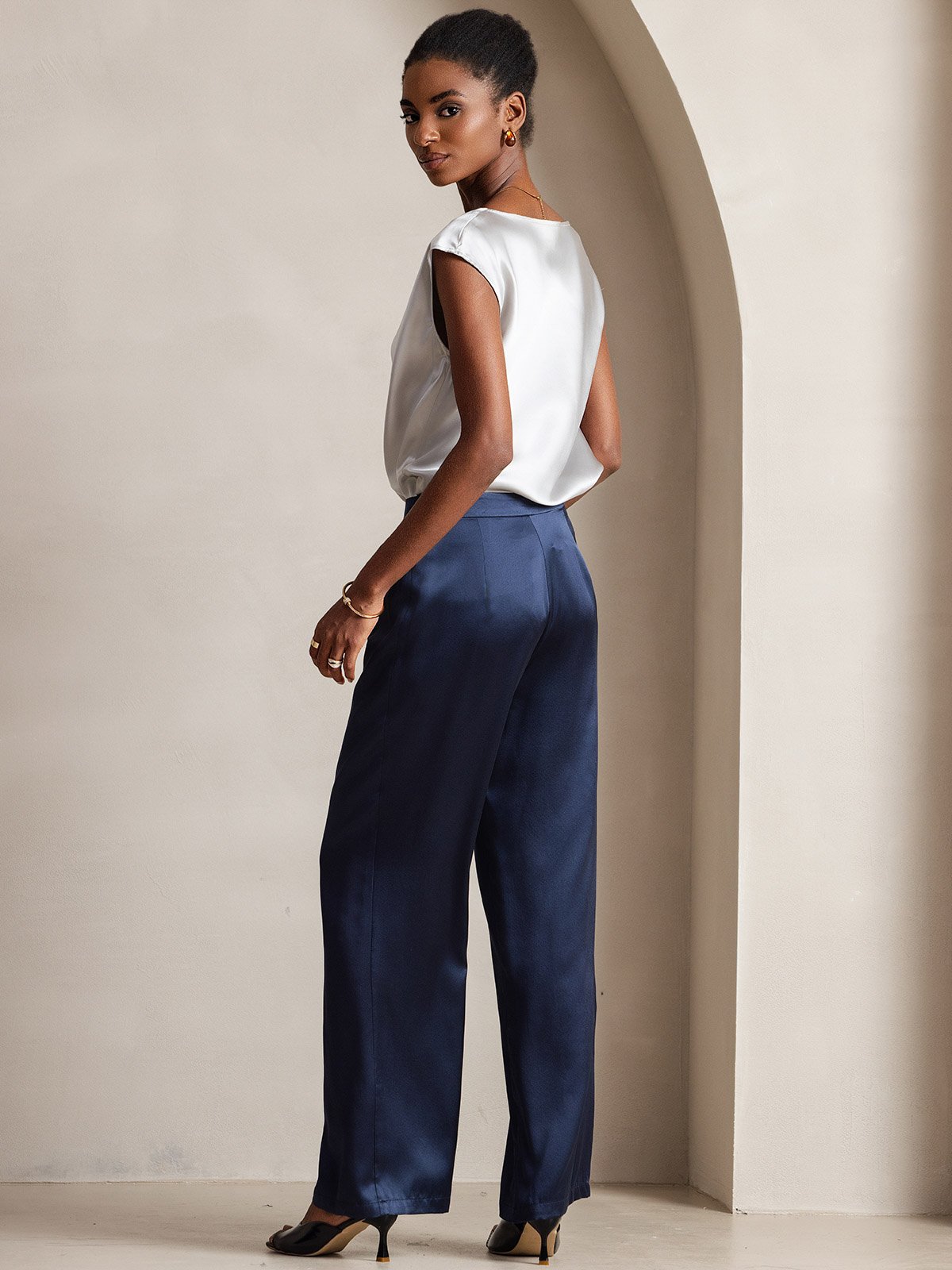 [Blu Scuro] SilkSilky-IT 19Momme Seta Womens Pants 003