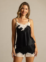 [Nero] SilkSilky-IT Sleeveless V Neck Set di Bretelle 001