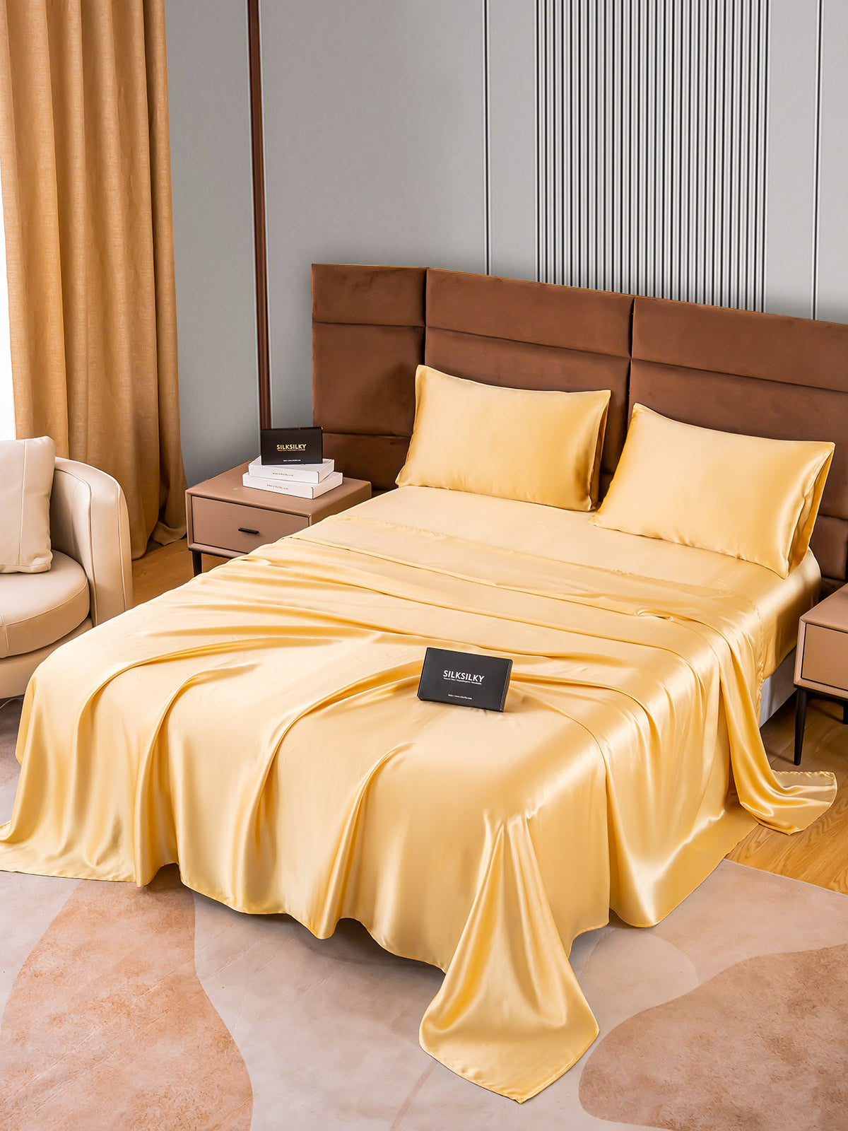 [Champagne] SilkSilky-IT 22Momme Seta pura Bedding Set 006