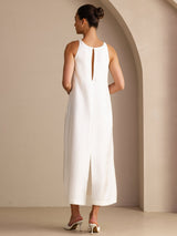 [Bianco] SilkSilky-IT Sleeveless Crew Neck Vestiti da donna 002