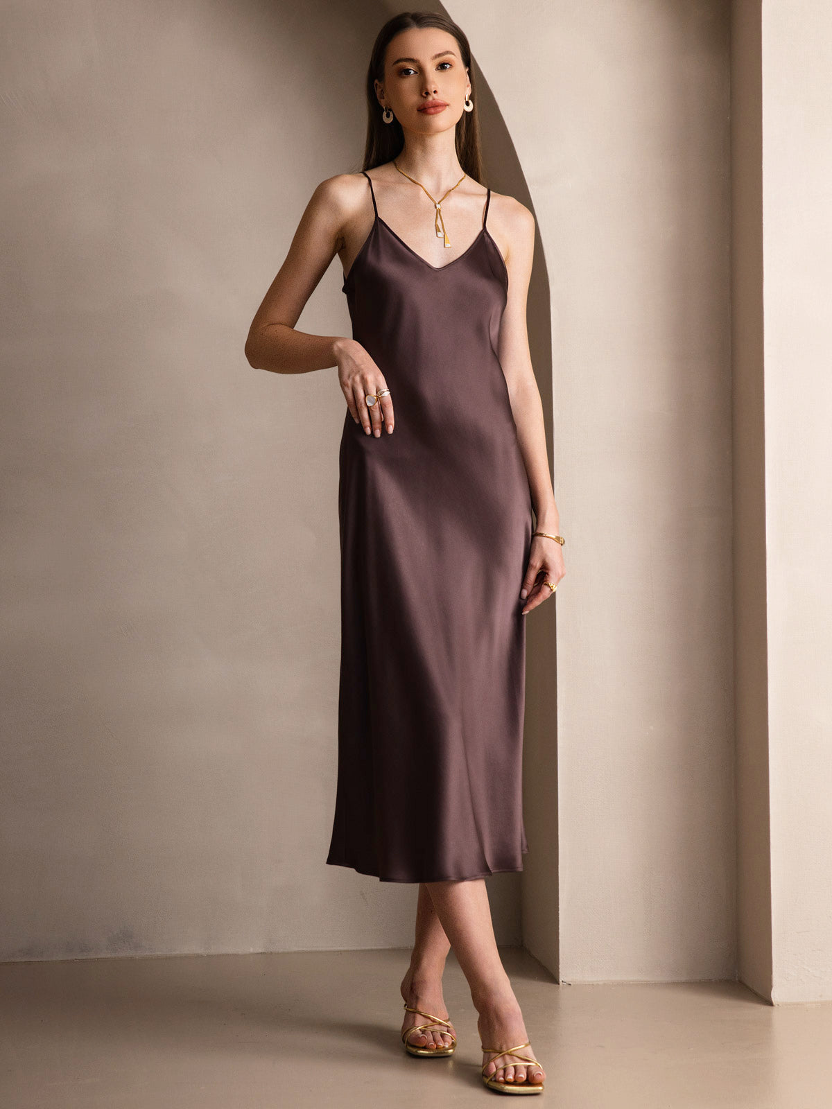 [Caffè] SilkSilky-IT Seta pura Dress 004