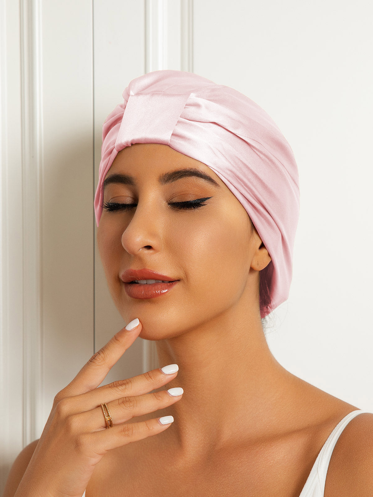 [Rosa Chiaro] SilkSilky-IT Seta pura Sleep Cap 003