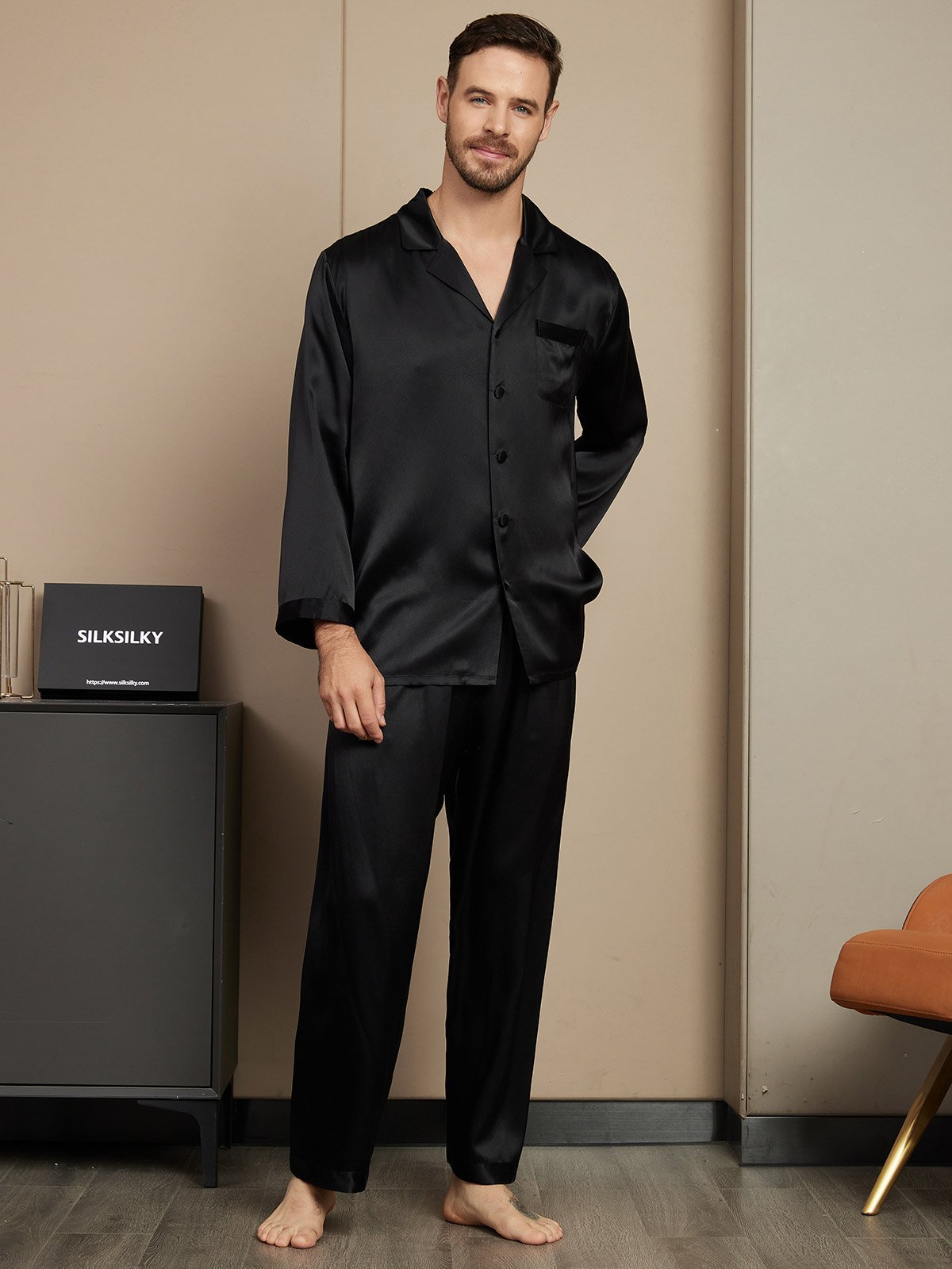 [Nero] SilkSilky-IT Seta pura Mens Pajamas 005