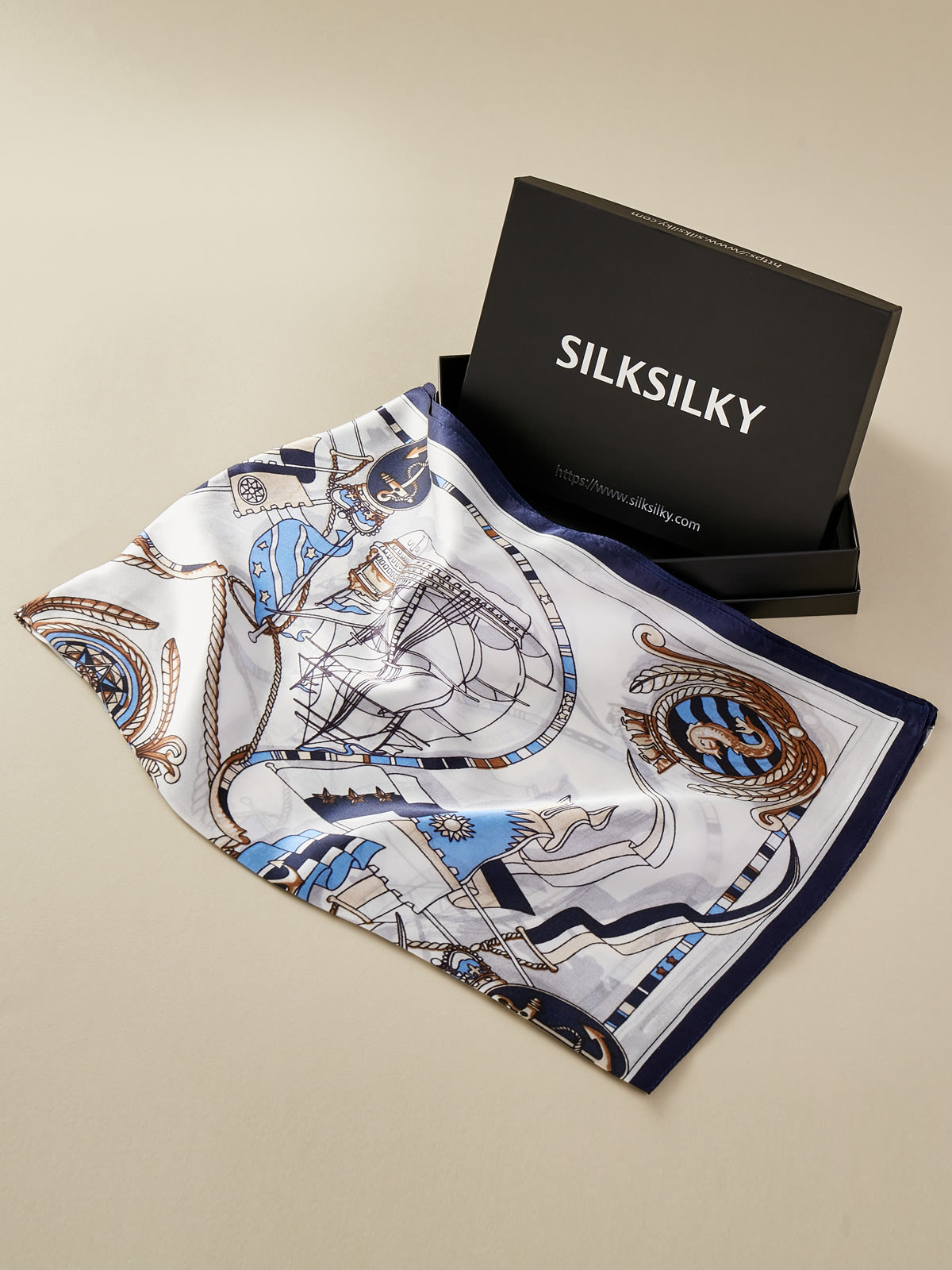 SilkSilky IT Seta pura Scarf Blu 001