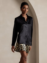 [Nero] SilkSilky-IT Long Sleeve Lapel Collar Camicie da donna 003