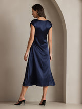 [Blu Scuro] SilkSilky-IT Cap Sleeve Vestiti da donna 002