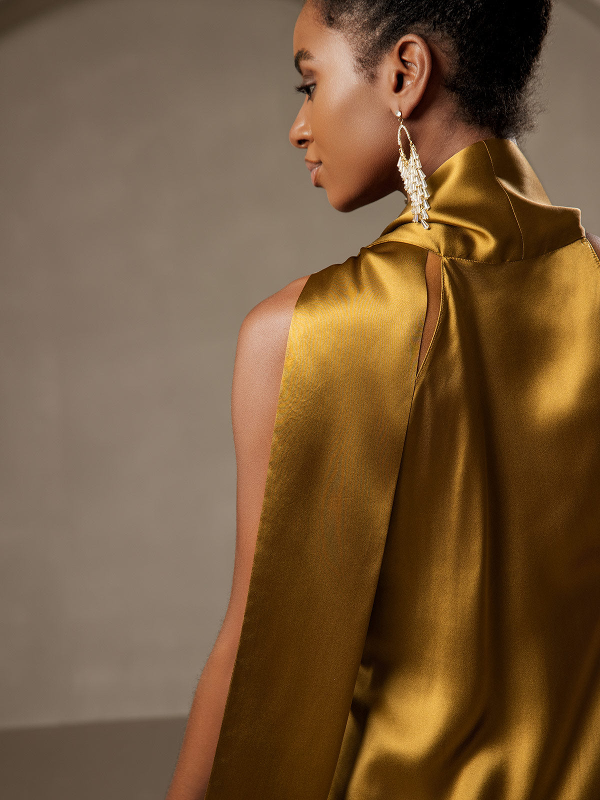 [Marrone] SilkSilky-IT 19Momme Seta Senza maniche Dress 002