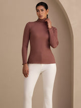 [Cameo Rose] SilkSilky-IT Long Sleeve Turtle Neck Magliette donna 003
