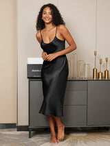 [Nero] SilkSilky-IT Sleeveless V Neck Camicia da notte 002
