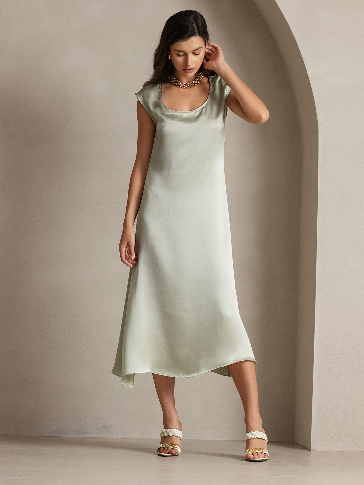 [Verde Chiaro] SilkSilky-IT 19Momme Seta Dress 003