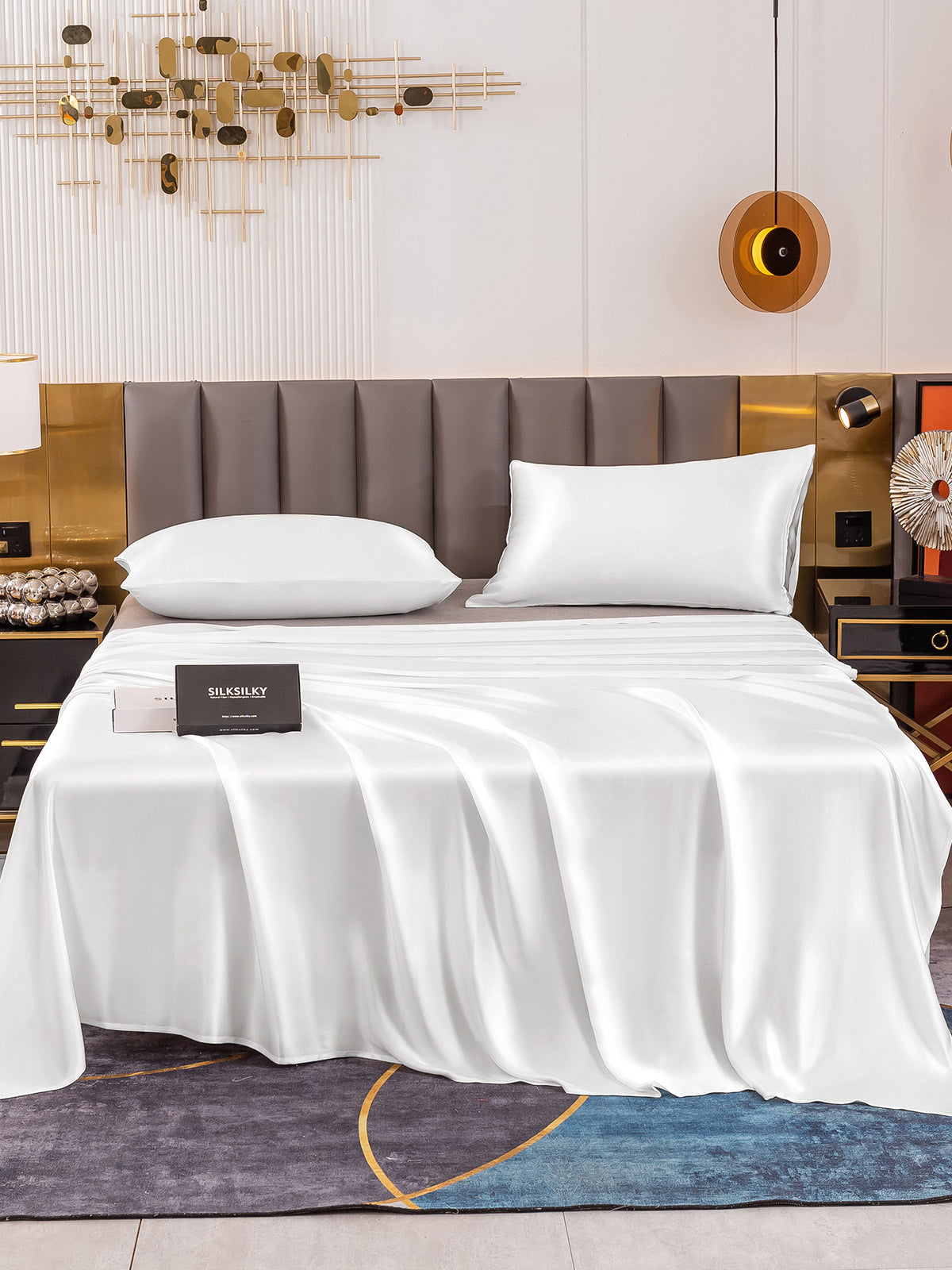 [Bianco] SilkSilky-IT 19Momme Set di biancheria da letto 002