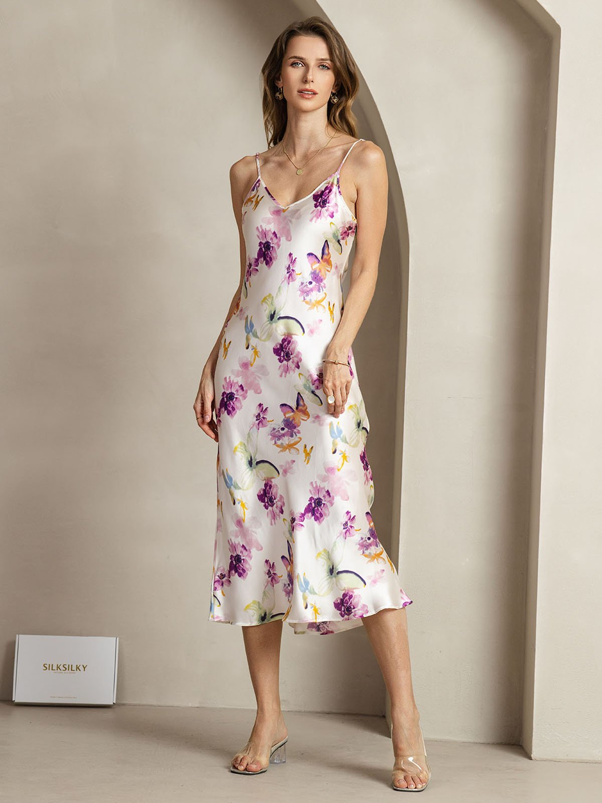 [Fiori Acquerello] SilkSilky-IT 19Momme Seta Dress 003