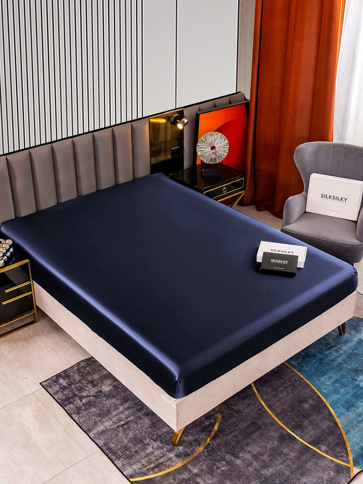 [Blu Scuro] SilkSilky-IT 22Momme Seta pura Sheet 002