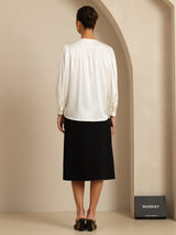 [Bianco] SilkSilky-IT 19Momme Long Sleeve Round Neck Camicette 002