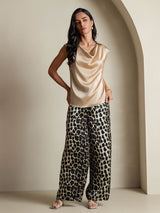 [Champagne] SilkSilky-IT Cap Sleeve Cowl Neck Magliette donna 007