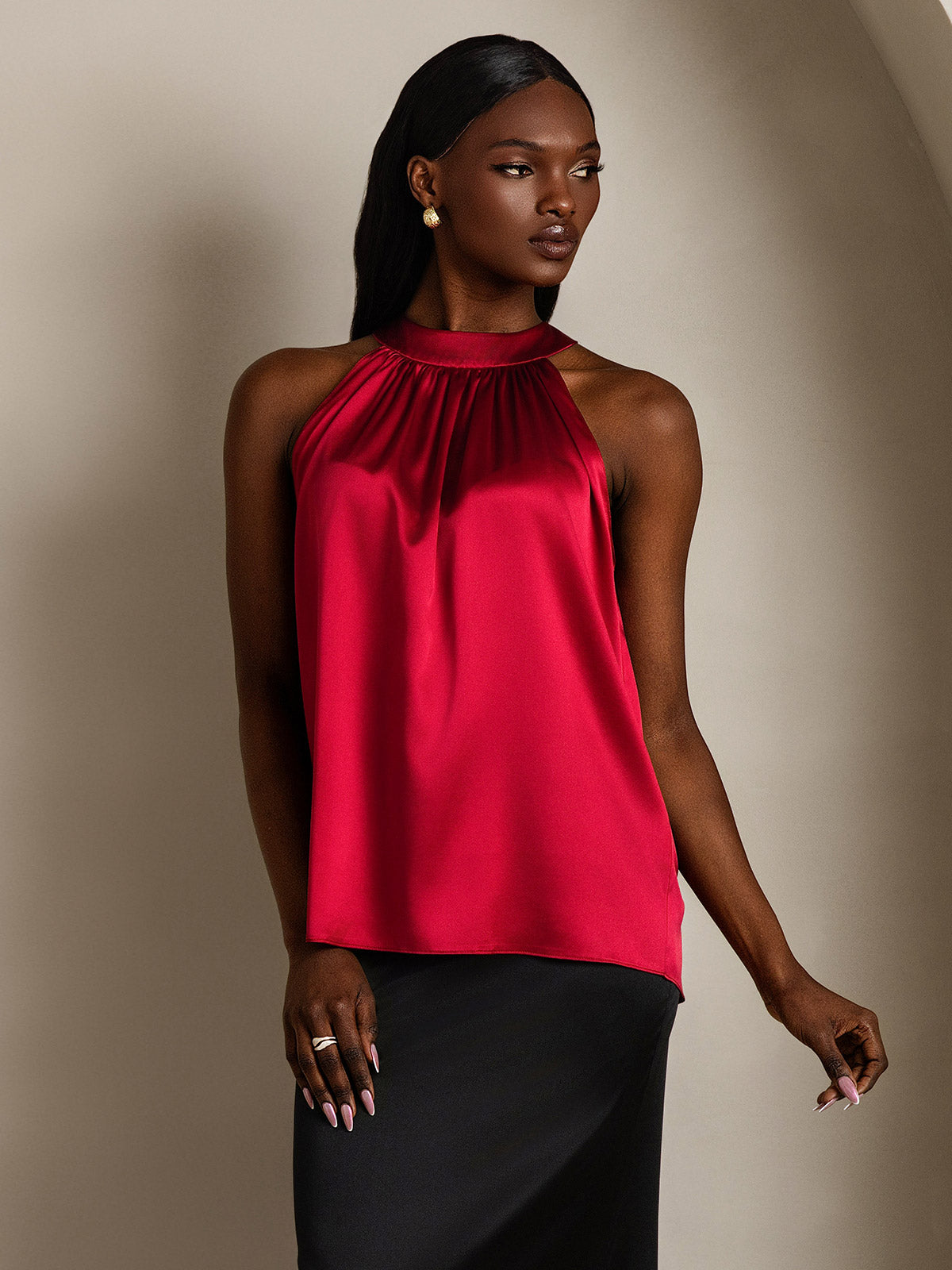 [Vino] SilkSilky-IT 19Momme Seta Senza maniche Womens T-Shirt 006