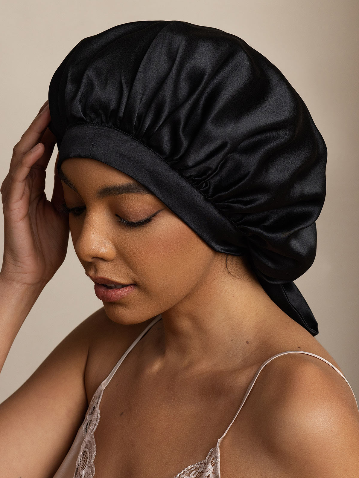 SilkSilky-IT Seta pura Sleep Cap Nero 002