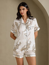 [Ghepardo Bianco] SilkSilky-IT Short Sleeve Notch Collar Pigiami da donna 003