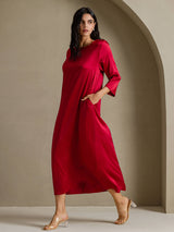 [Vino] SilkSilky-IT 3/4 Sleeve Round Neck Vestiti da donna 007