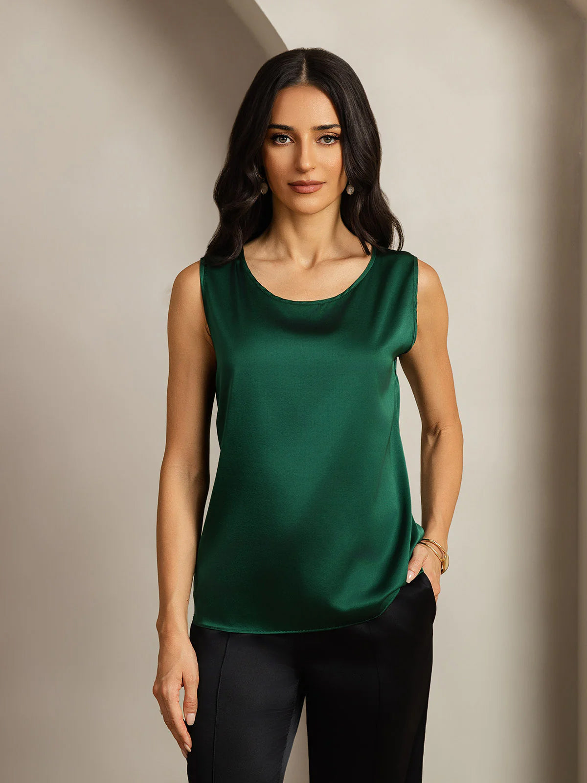 [Verde Scuro] SilkSilky-IT 19Momme Seta Camisoles 005