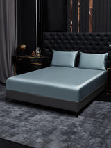 [Blu Grigiastro] SilkSilky-IT 19Momme Set di biancheria da letto 001