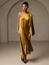 [Marrone] SilkSilky-IT Sleeveless Halter Vestiti da donna 006
