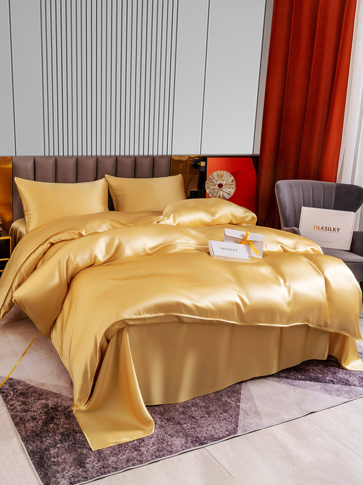 [Champagne] SilkSilky-IT 22Momme Seta pura Bedding Set 004