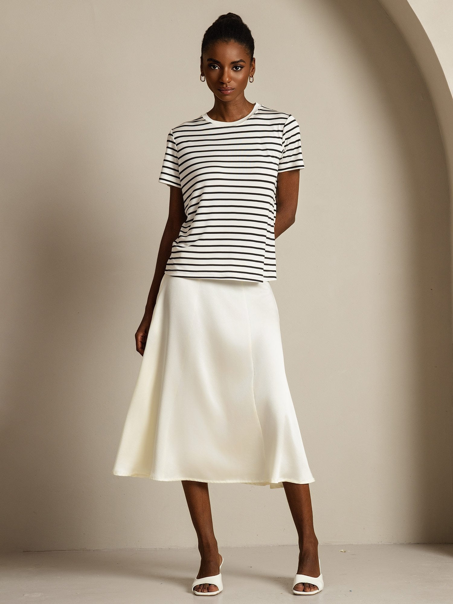 [RigheBianche] SilkSilky-IT Seta pura Womens T-Shirt 007