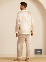 [Champagne] SilkSilky-IT Long Sleeve Lapel Collar Pigiami da uomo 002