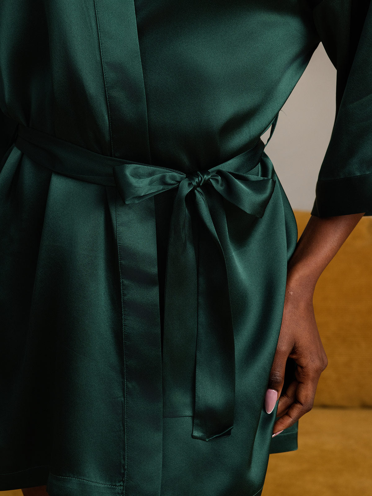 [Verde Scuro] SilkSilky-IT Seta pura Womens Robe 010