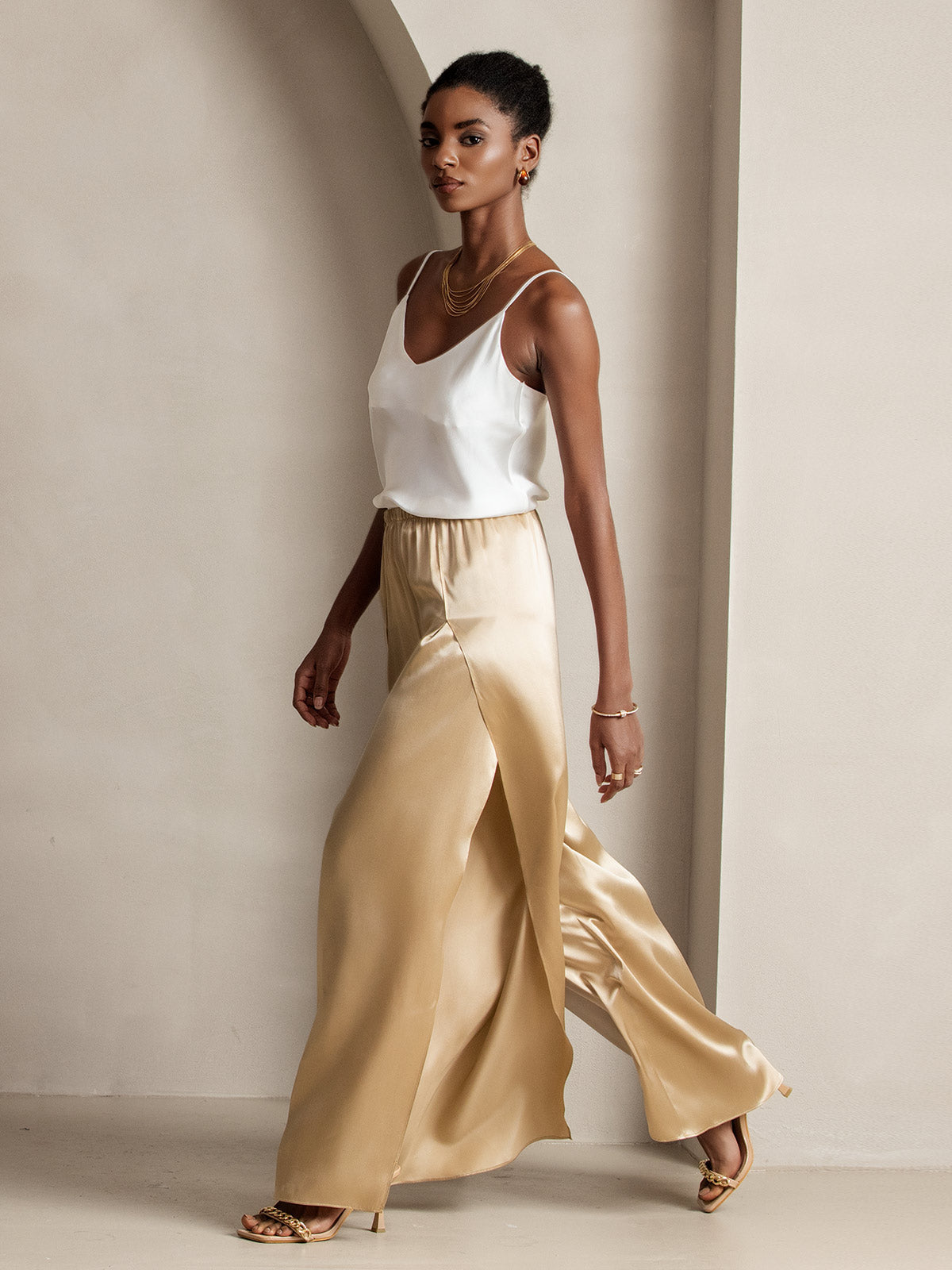 [Champagne] SilkSilky-IT 19Momme Seta Womens Pants 006