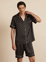 [Catena Nera] SilkSilky-IT Short Sleeve Lapel Collar Pigiami da uomo 003