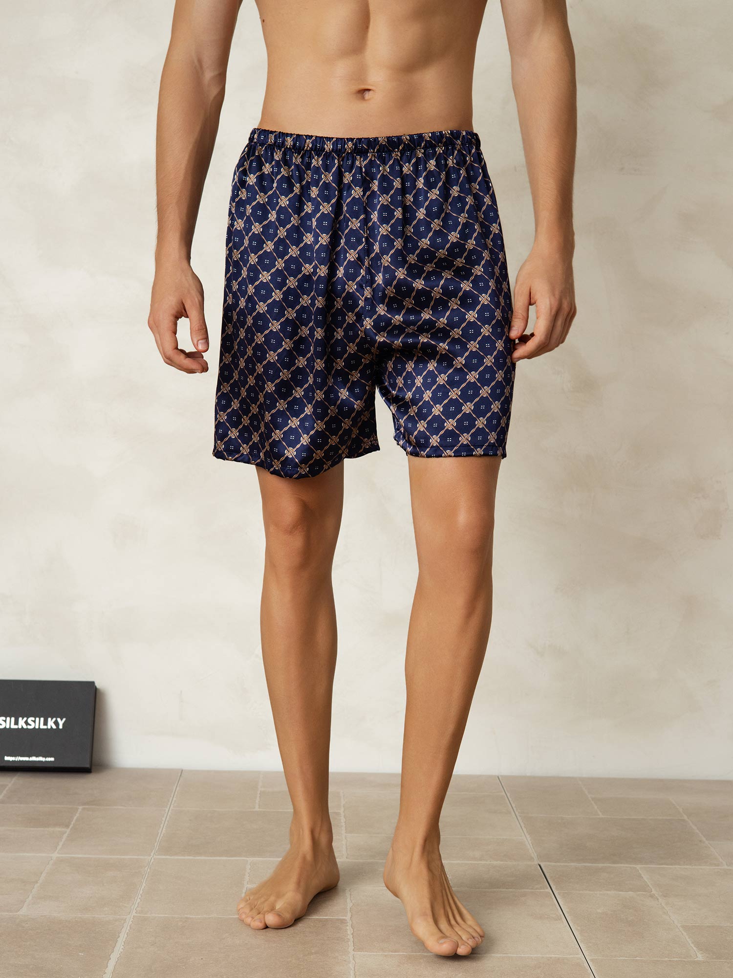 [Catena Blu Navy] SilkSilky-IT Seta pura Mens Sleep Bottoms 005