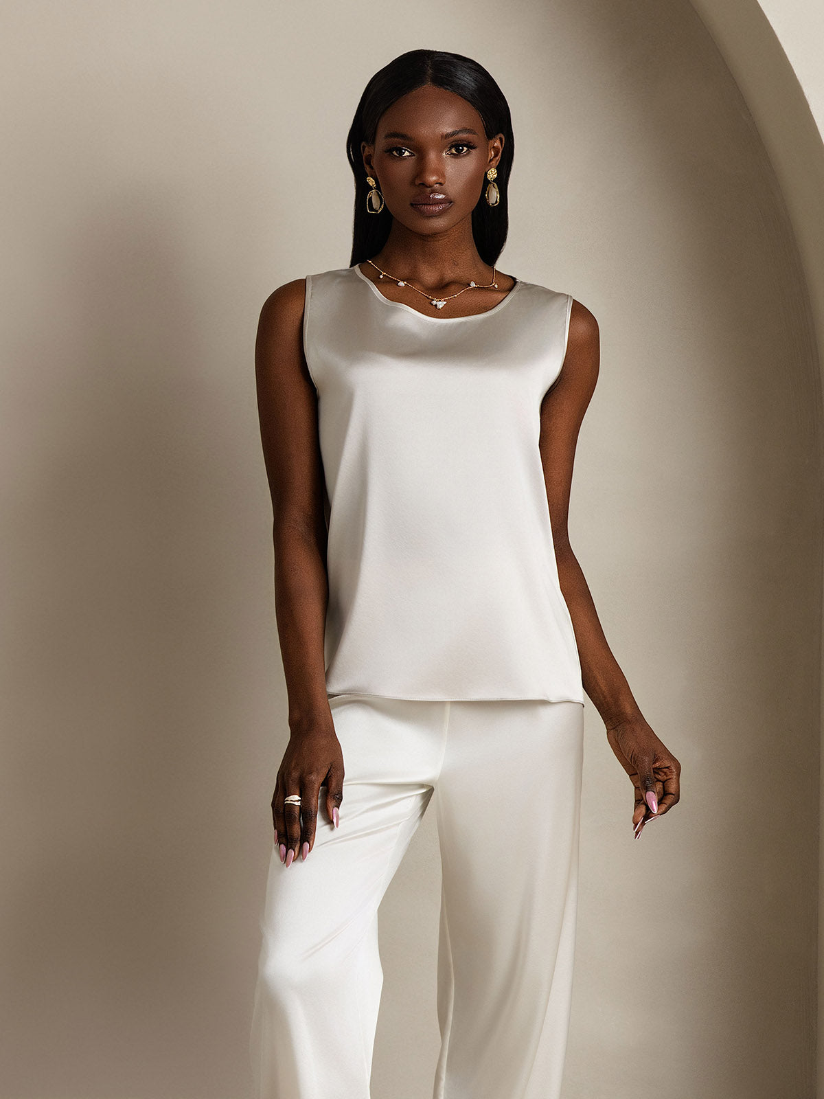 [Grigio Chiaro] SilkSilky-IT 19Momme Seta Camisoles 005
