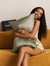 [Verde Oliva] SilkSilky-IT 19Momme Seta pura Pillowcase 006