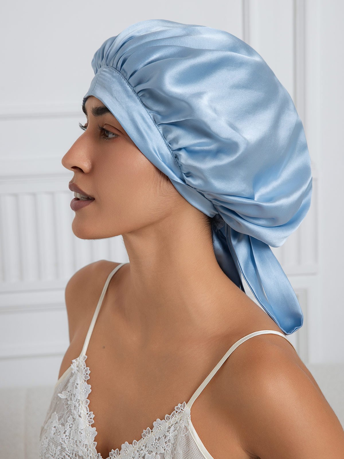 SilkSilky-IT Seta pura Sleep Cap Azzurro 002