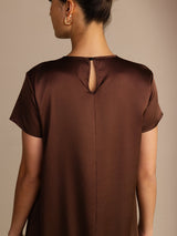 [Cioccolato Fondente] SilkSilky-IT Short Sleeve Crew Neck Vestiti da donna 006