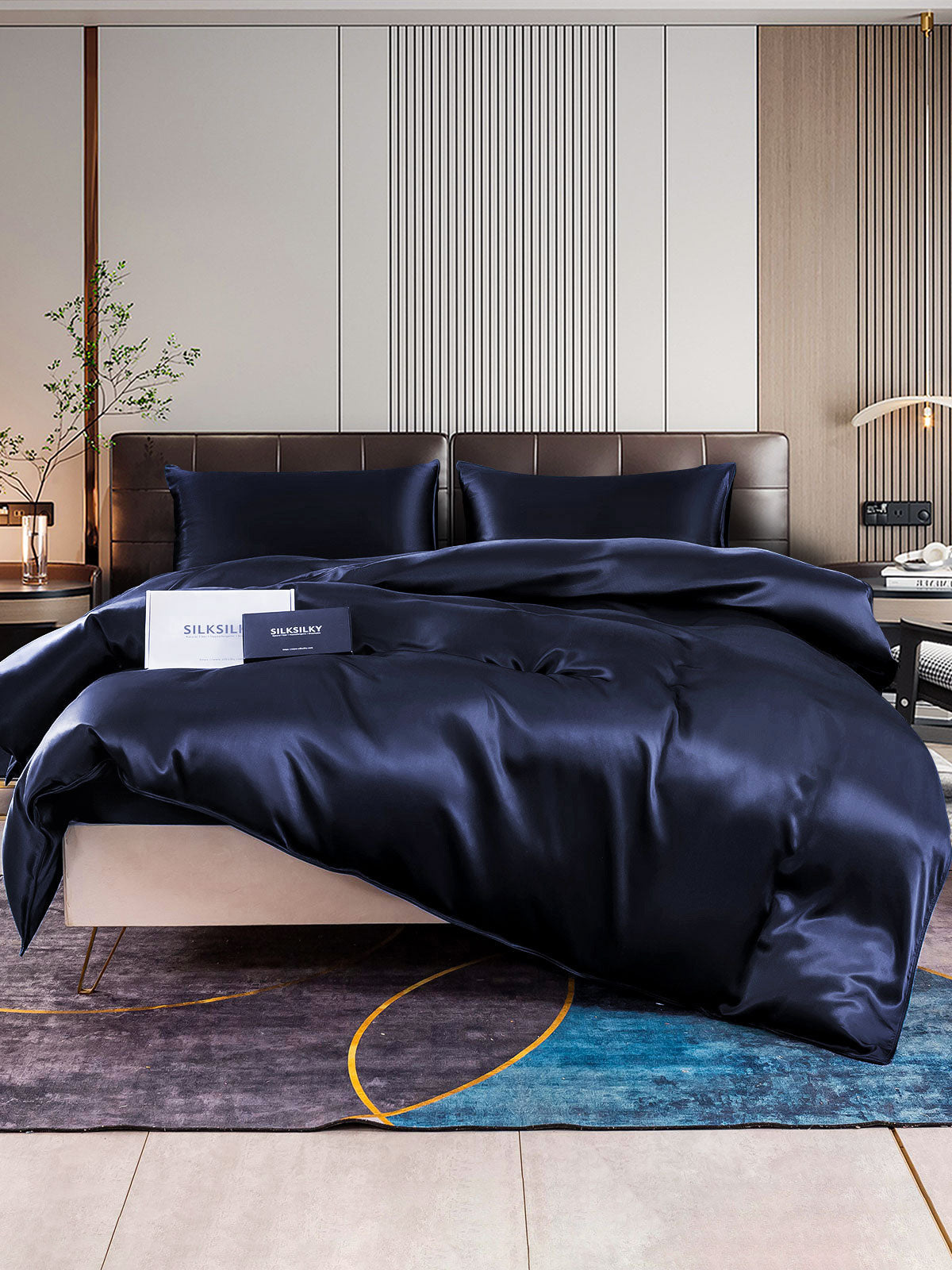 [Blu Scuro] SilkSilky-IT 22Momme Seta pura Bedding Set 001