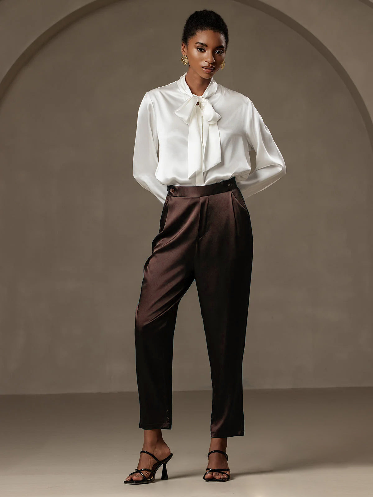 [Cioccolato Fondente] SilkSilky-IT 19Momme Seta Womens Pants 002
