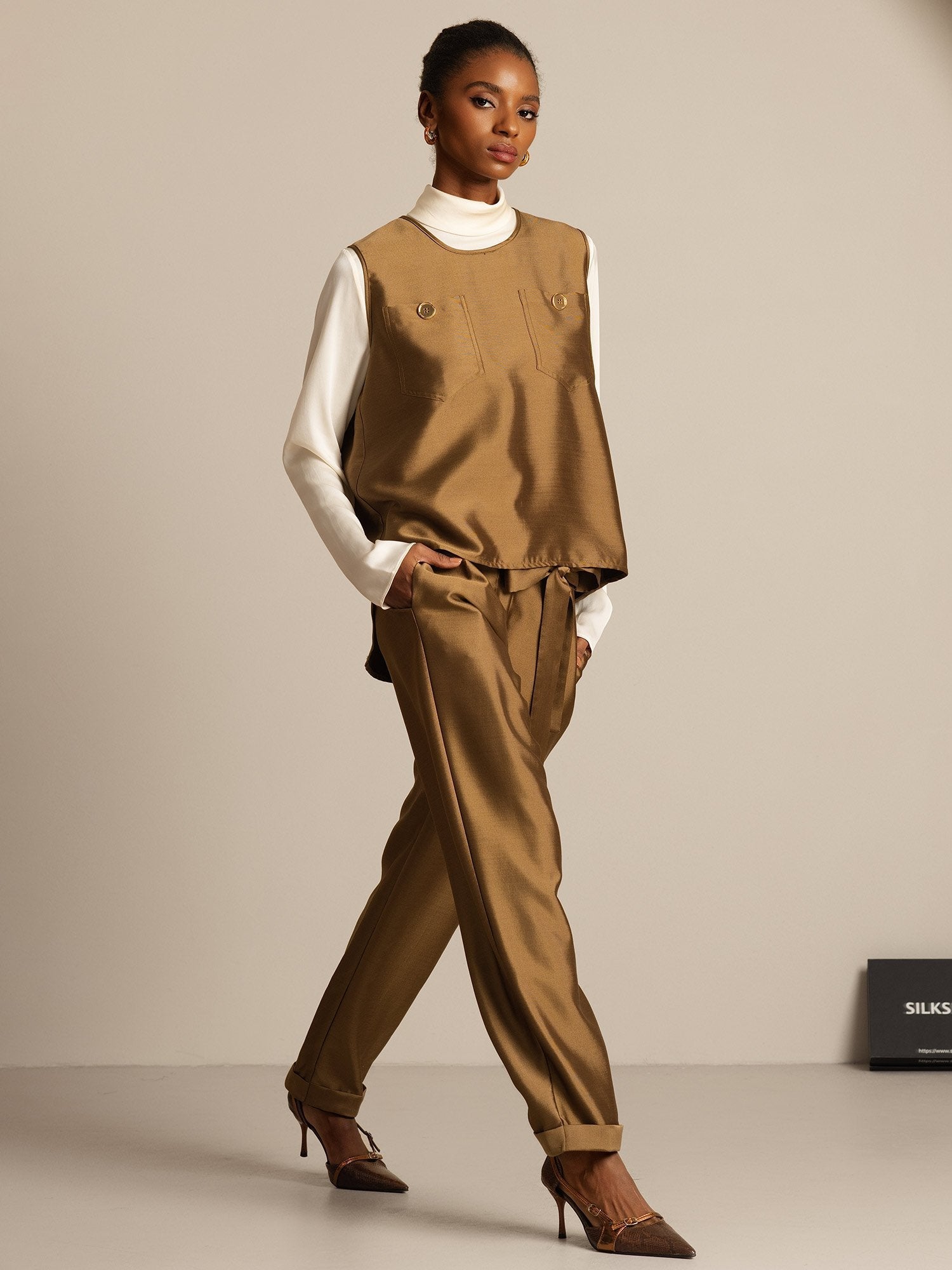 [Bronzo] SilkSilky-IT 32Momme Seta Womens Vest 008,