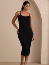 [Nero] SilkSilky-IT Square Neck Vestiti da donna 004