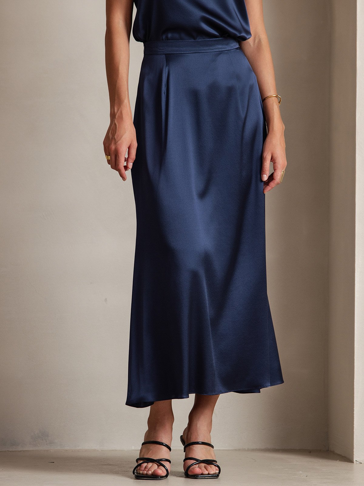 [Blu Scuro] SilkSilky-IT 19Momme Seta Skirt 001