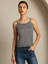 [Righe Nere] SilkSilky-IT Square Neck Cami 001