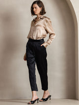 [Champagne] SilkSilky-IT Long Sleeve Lapel Collar Camicie da donna 008