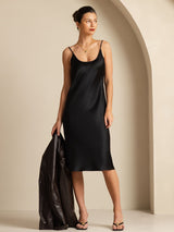 [Nero] SilkSilky-IT Sleeveless Collo a U Vestiti da donna 007